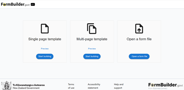 Screenshot of FormBuilder. A full description of the content in this image can be found below.